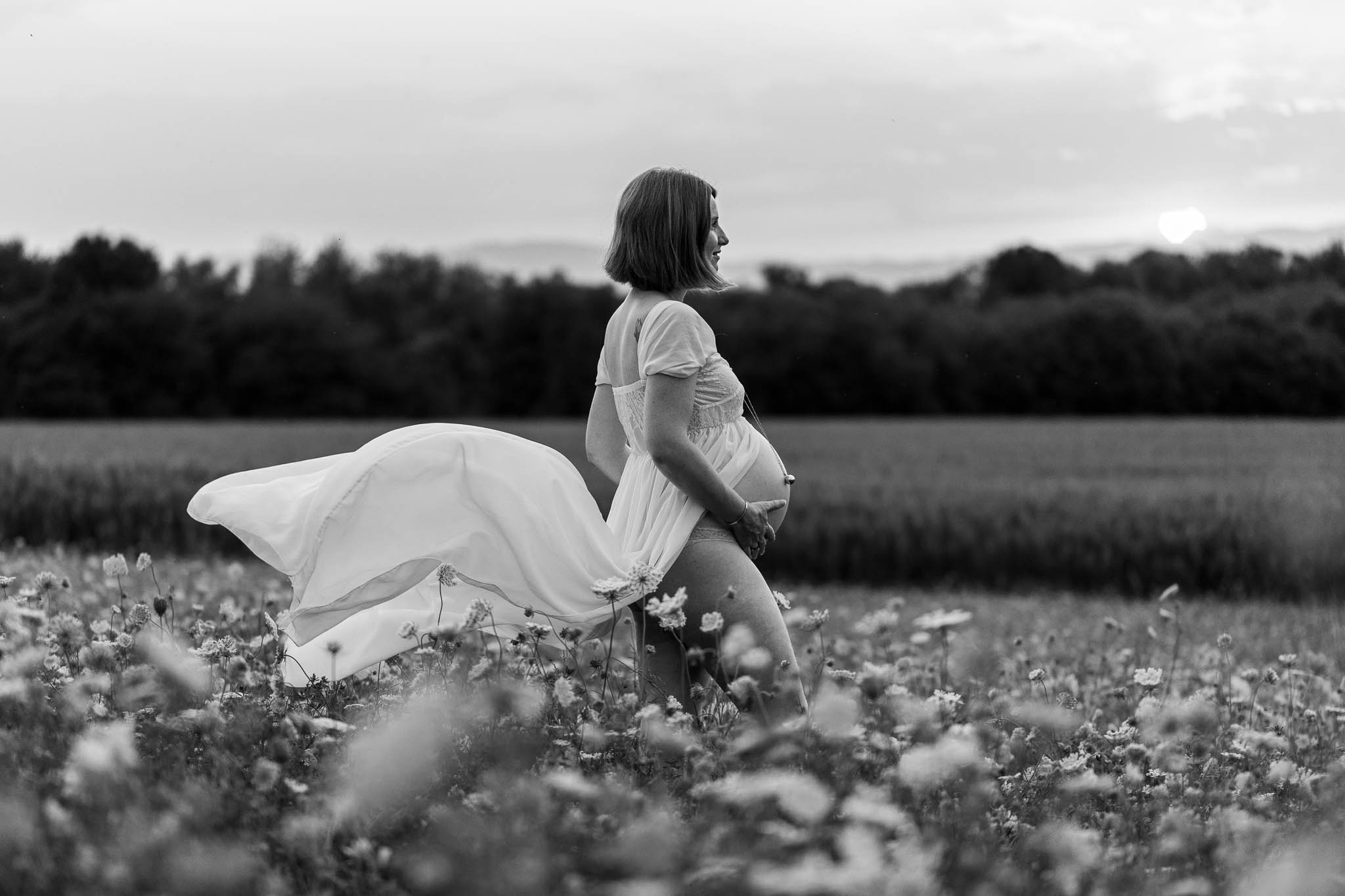 seance photo grossesse robe longue